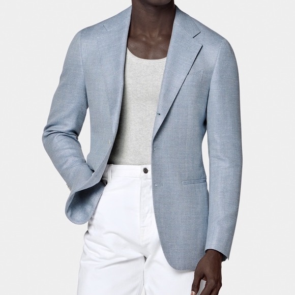 SUITSUPPLY Light Blue Havana Blazer Summer Wool Silk Linen Cashmere Sz 52